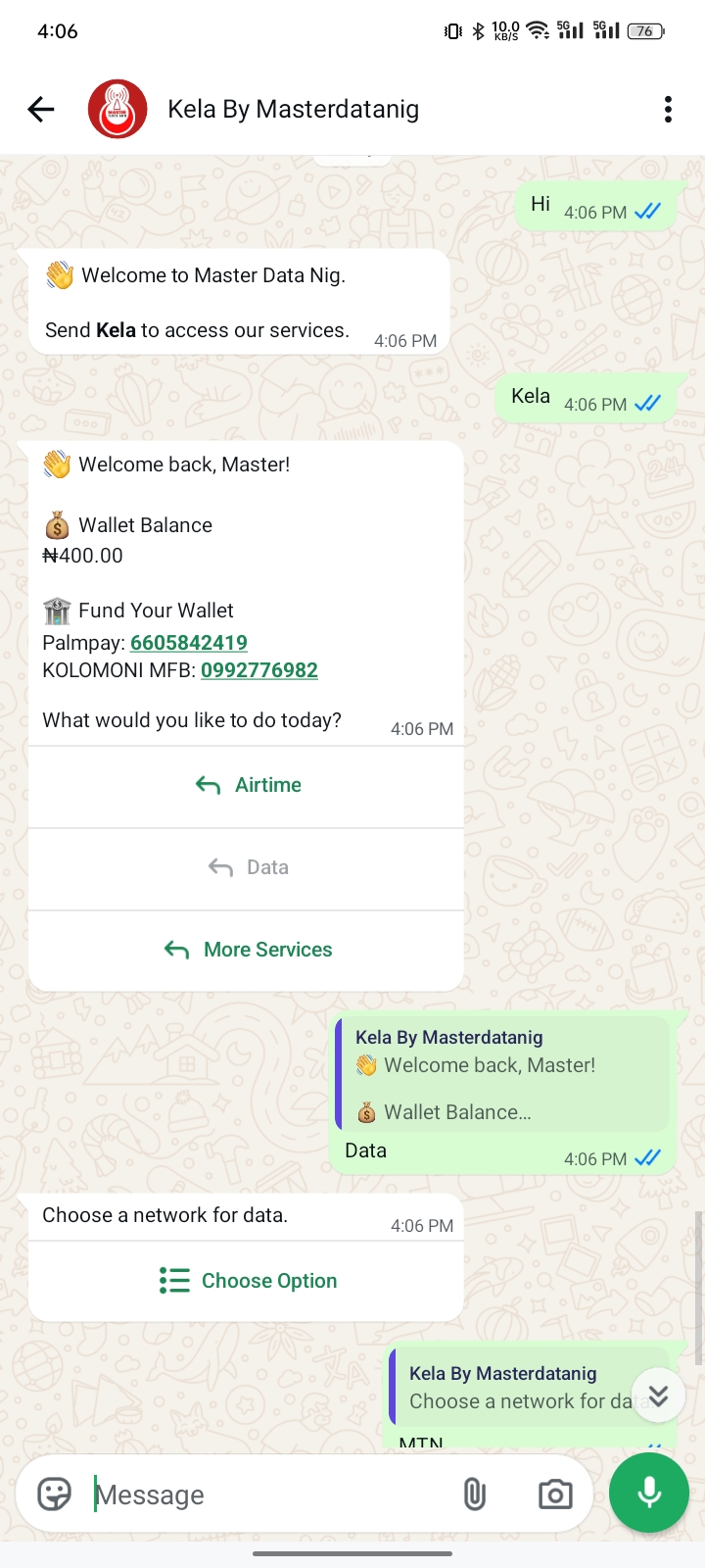 Kela WhatsApp bill payment assistant